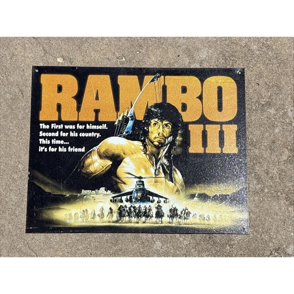 Rambo III 3 Metal Sign Tin 16"x12.5"  Hollywood Sylvester Stallone Helicopter